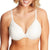 Woman wearing a white bra on a white background