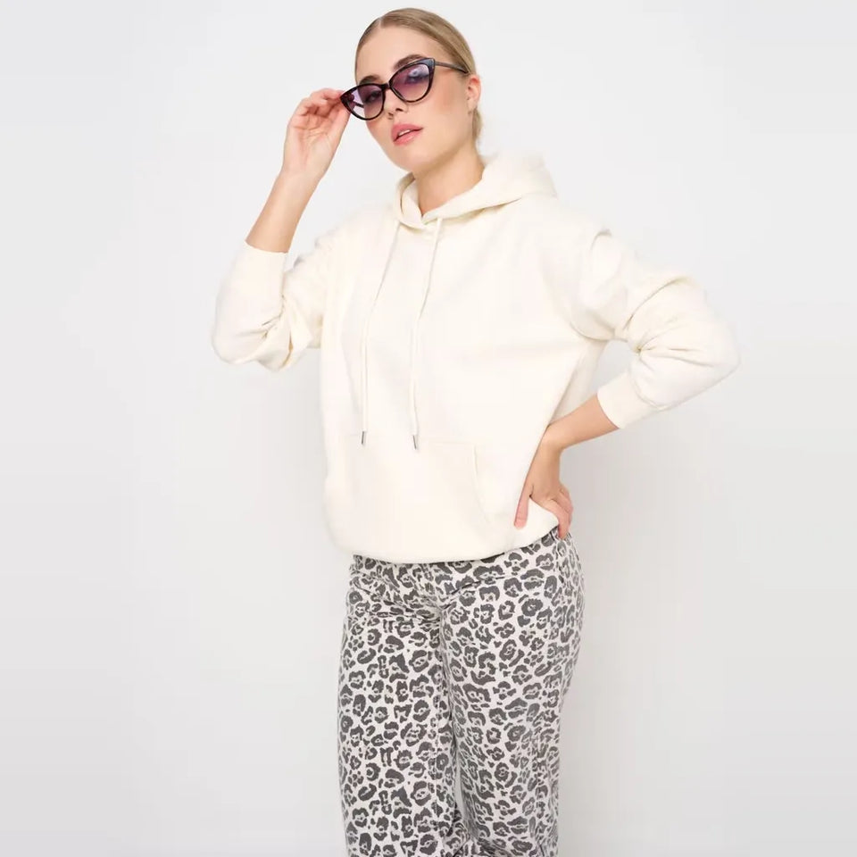 Sinsay Women's Cream Front Pocket Hoodie
