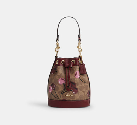 Coach Women's Tan Multi Mini Bucket Bag In Signature Canvas With Cherry Print | Coach In Lebanon