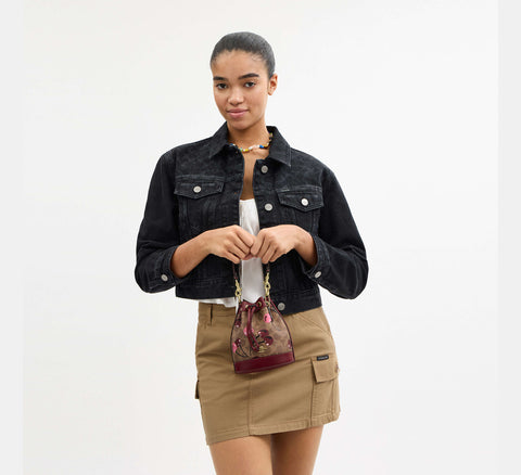 Coach Women's Tan Multi Mini Bucket Bag In Signature Canvas With Cherry Print | Coach In Lebanon