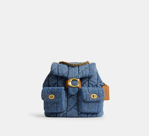 Coach Women's Blue Denim Tabby Backpack With Quilting |Coach In Lebanon