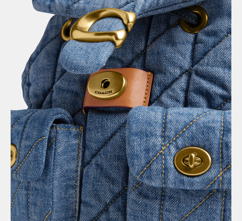 Coach Women's Blue Denim Tabby Backpack With Quilting |Coach In Lebanon