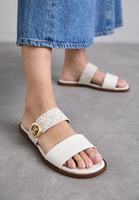 Michael Kors Women's Off White "MMK" Vera Flat Toe-Ring Slip-On Slippers | Michael Kors In Lebanon