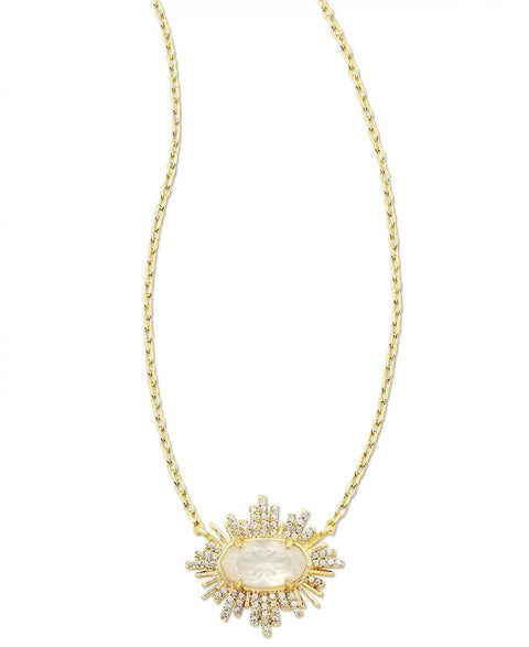 Kendra Scott Women's Off White Gold Tone Crystal Sunburst Frame 19" Adjustable Pendant Necklace | Kendra Scott In Lebanon