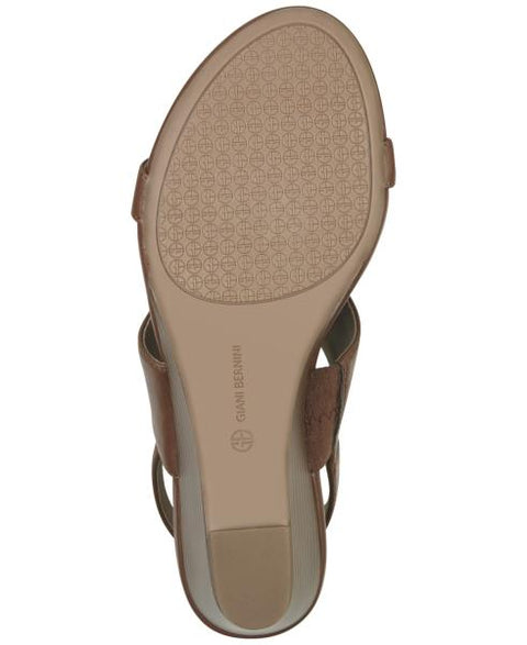 Giani Bernini Women's Christaa Memory Foam Strappy Wedge Sandals, Created for Macy's - Cognac