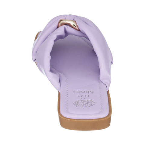 GC Shoes Women's Lilac Faux Leather Knotted Cross Band Slippers | GC Shoes In Lebanon