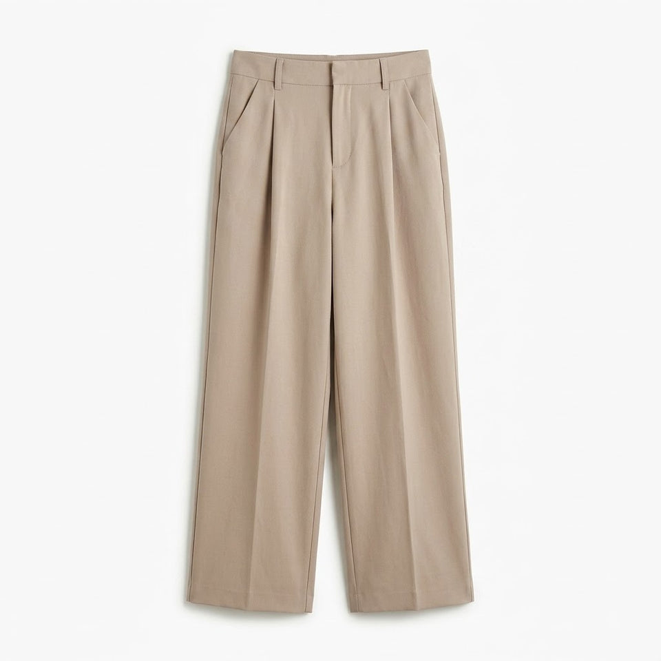 Sinsay Women's Beige Wide Leg Straight Trousers