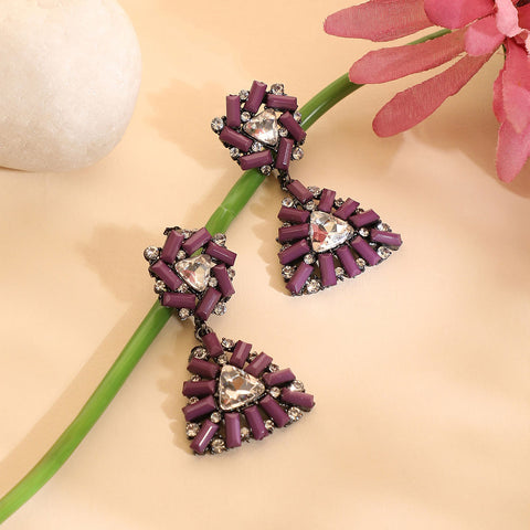 Sohi Women's Purple Geometric Drop Earrings | Sohi In Lebanon