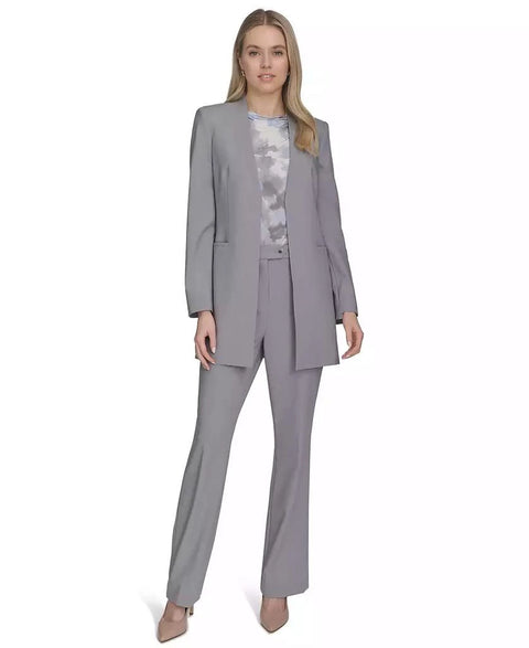 Calvin Klein Women's Gray Open Front Topper Jacket With Tapered Leg Pant Set|Calvin Klein In Lebanon