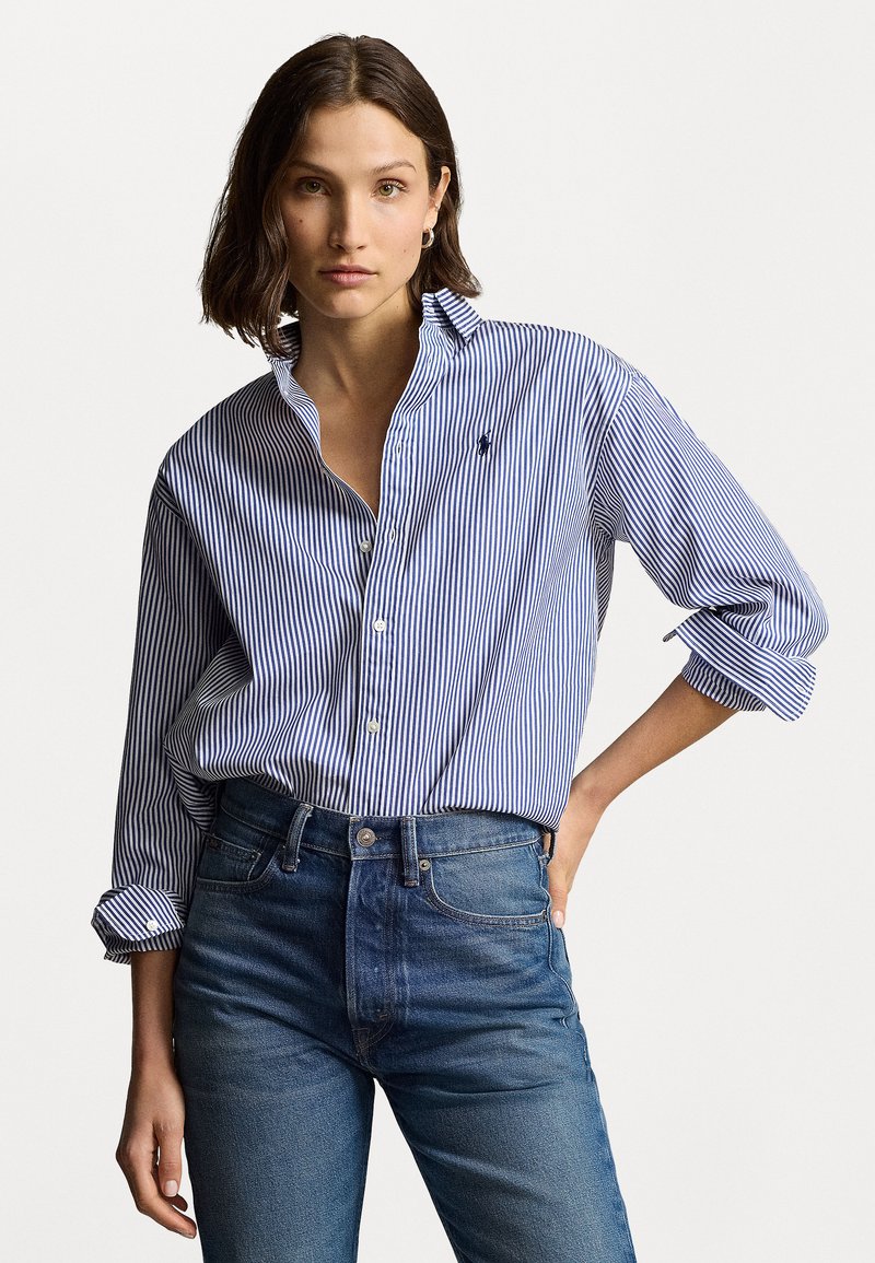 Polo Ralph Lauren Women's White Blue relaxed-fit striped cotton shirt| Polo Ralph Lauren in Lebanon