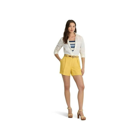 Lauren Ralph Lauren Women's Yellow Pleated High-Rise Dressy Shorts | Lauren Ralph Lauren In Lebanon