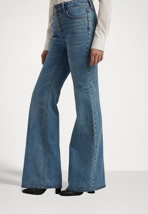 Lauren Ralph Lauren Women's Blue High Rise Flare Jeans |Lauren Ralph Lauren In Lebanon