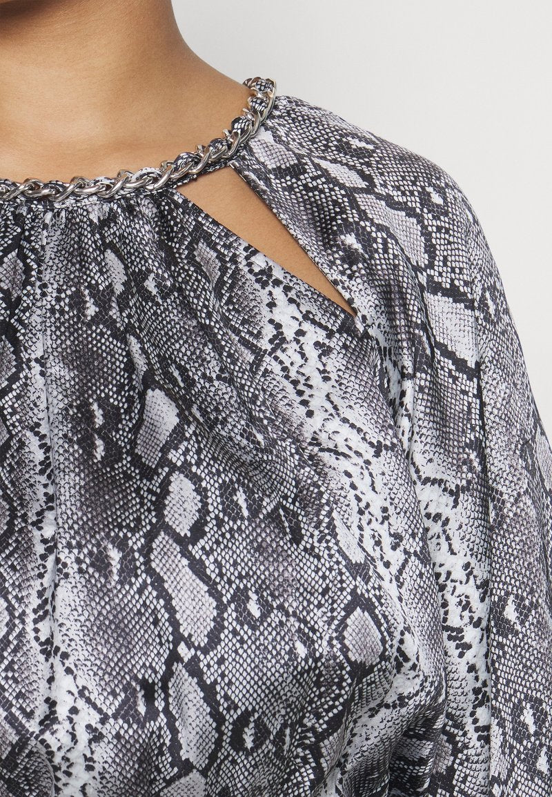 Michael Kors Women's Black & Gray Animal Printed Chain-Neck Dress |Michael Kors In Lebanon