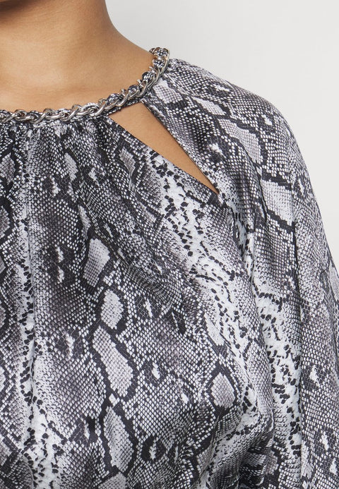 Michael Kors Women's Black & Gray Animal Printed Chain-Neck Dress |Michael Kors In Lebanon