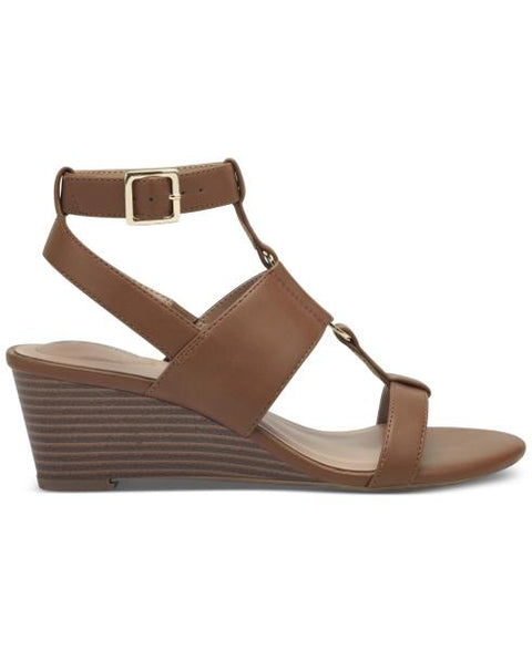 Giani Bernini Women's Christaa Memory Foam Strappy Wedge Sandals, Created for Macy's - Cognac