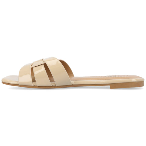 Journee Collection Women's Beige Arrina Wide Width Slip  Sandals  | Journee Collection  in Lebanon