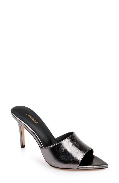 L'AGENCE Women's Black Lolita Leather Mule Sandals | L'AGENCE in Lebanon