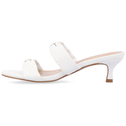 Journee Collection Women's White  Dyllan Kitten Block Heeled Sandals | Journee Collection  in Lebanon