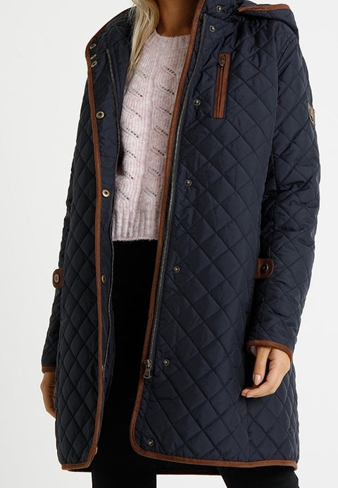Lauren Ralph Lauren Women's Navy Quilted Hooded Jacket | Lauren Ralph Lauren In Lebanon