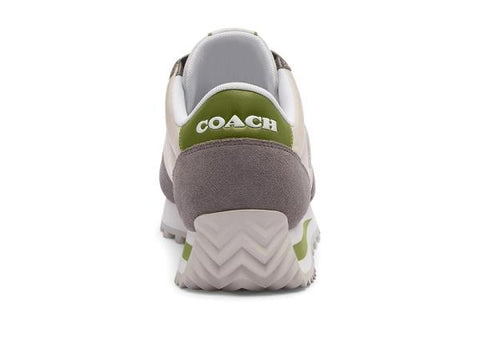 COACH Runner Sneakers Women's Shoes Dark Lime/Chalk : 8.5 M, Leather/Suede