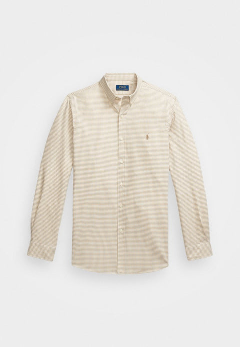 Polo Ralph Lauren Men's Beige Checked Slim Fit Poplin Shirt |Polo Ralph Lauren In Lebanon