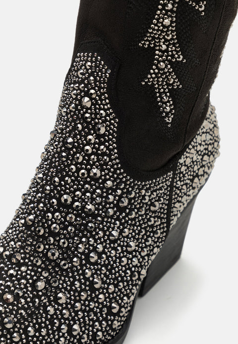 Steve Madden Women's Black Synthetic Apple Cowboy Boot|Steve Madden In Lebanon