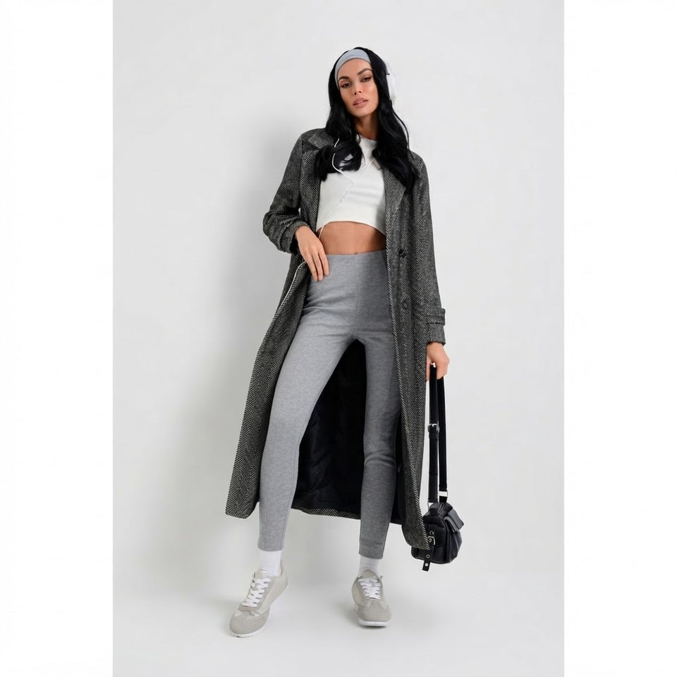 Sinsay Women's Grey Slim Fit High Rise Trousers
