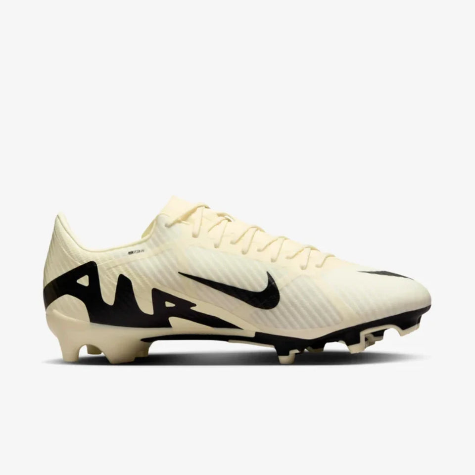 White soccer cleat with black accents on a white background