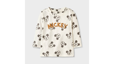 Disney  Baby Boy's Off White 3pc Disney Mickey Mouse Long Sleeve Shirt with Cozy Zip-Up Vest & Bottom Set  | Disney  in Lebanon