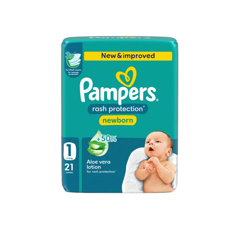 Pampers New Born Aloe Vera Lotion Size 1 (2-5 kg) 21 Diapers | Pampers In Lebanon