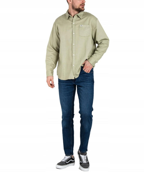 Wrangler Men's Khaki Green Regular Fit Regular Cut 100% Cotton Plaid Long Sleeve Shirt | Wrangler In Lebanon
