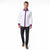 Tayion Men's White & Purple Collar and Front Placket Long-Sleeve Shirt