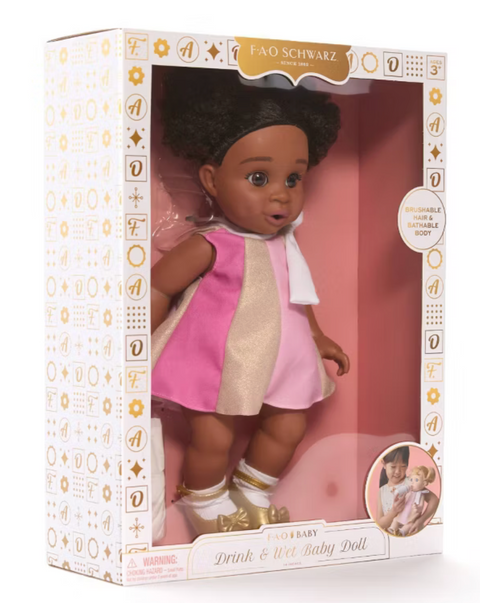 FAO Schwarz Drink and Wet Baby Doll Toy Black Hair 14-inch Collectable Age 3+|FAO Schwarz In Lebanon
