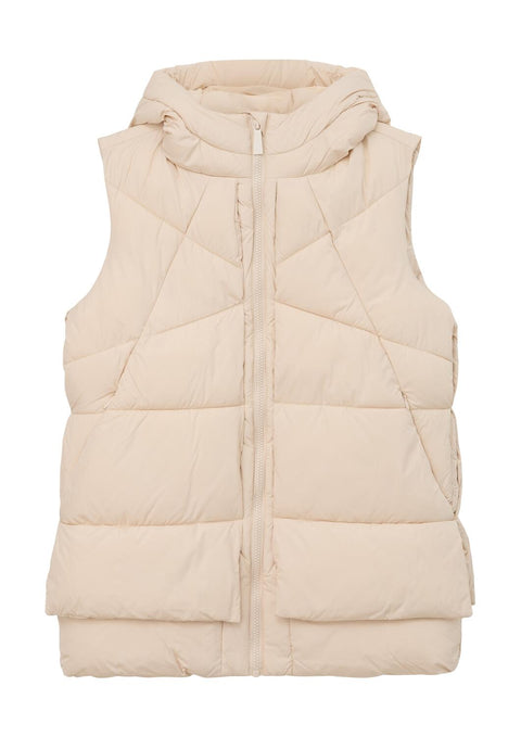 S.Oliver Women's Light Beige Hooded Fuffer Vest SOL487