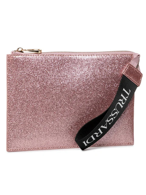 Trussardi Women's Pink Glitter Cloe Pouch Bag |Trussardi In Lebanon