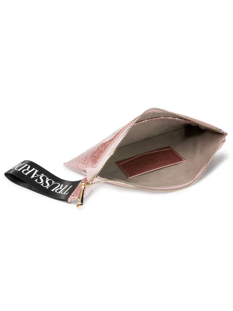 Trussardi Women's Pink Glitter Cloe Pouch Bag |Trussardi In Lebanon