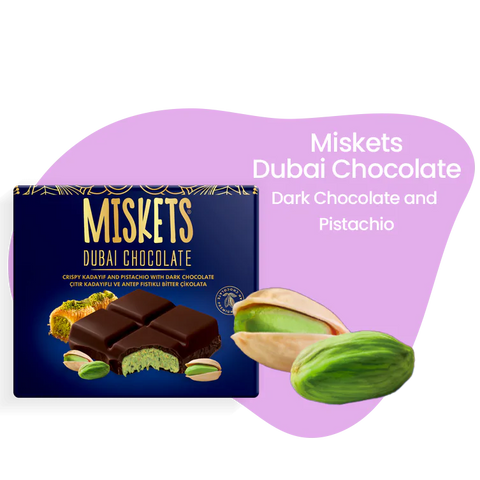 Miskets Dubai Chocolate Dark Chocolate Bar & Pistachio 100GR | Miskets In Lebanon