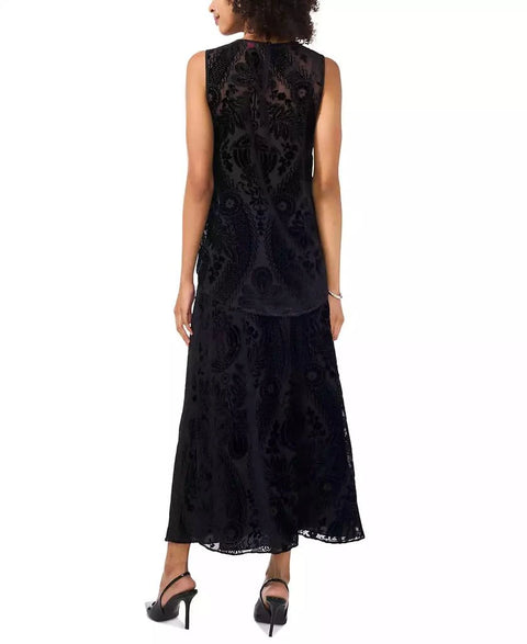 Vince Camuto Women's Black Flocked-Print Sleeveless Top | Vince Camuto In Lebanon