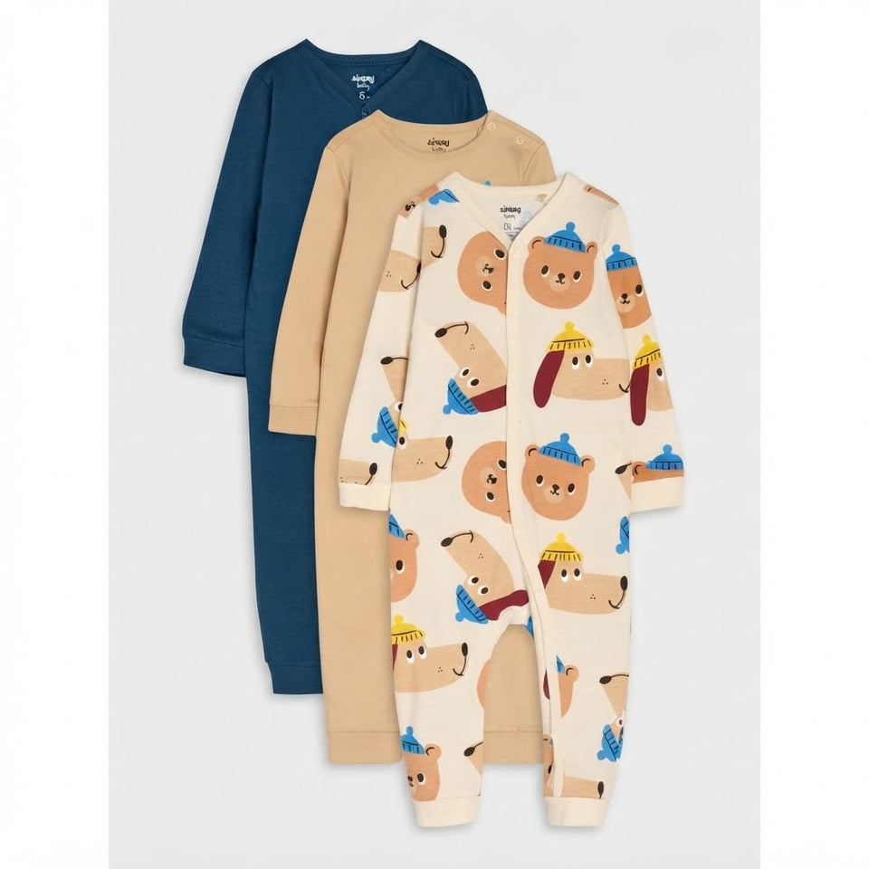 Sinsay Baby Boy's Multicolor Long Sleeve 3 Pack Overall