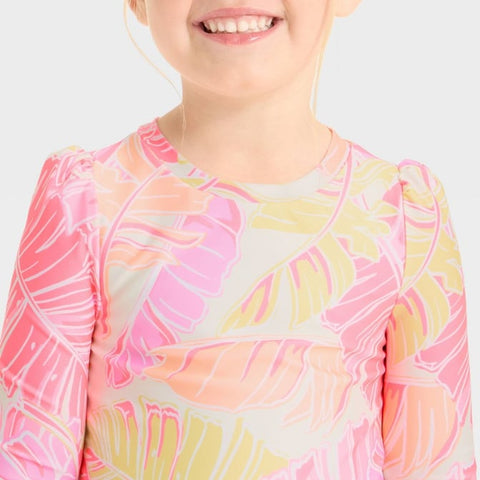 Cat & Jack Girl's Pink Long Sleeve Ruffle Rash Guard Top | Cat & Jack In Lebanon