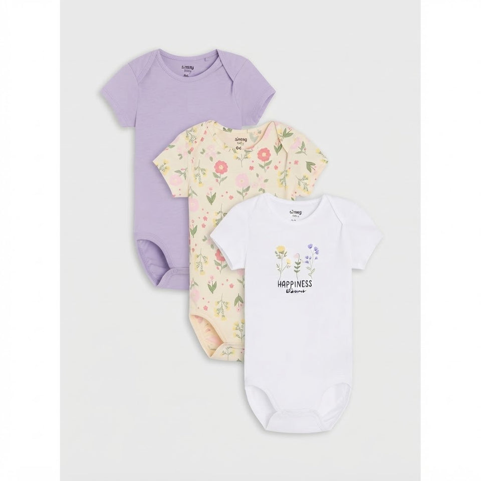 Sinsay Baby Girl's Multicolor Floral Printed 3 Pack Bodysuit