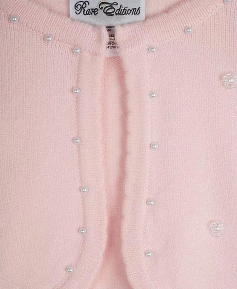 Rare Editions Girl's Blush Imitation-Pearl Cardigan | Rare Editions In Lebanon
