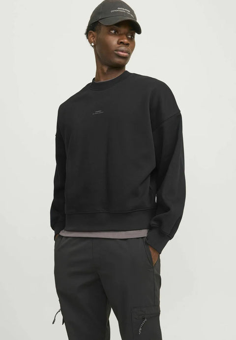 Jack & Jones  Men's Black Jcoterrain Crew Neck Sweatshirt | Jack & Jones In Lebanon