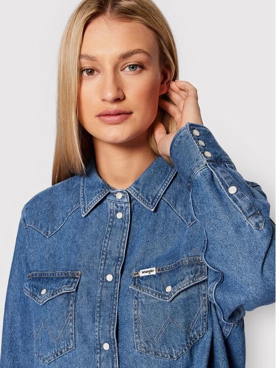 Wrangler Women's Mid Indigo Heritage Denim Shirt | Wrangler In Lebanon