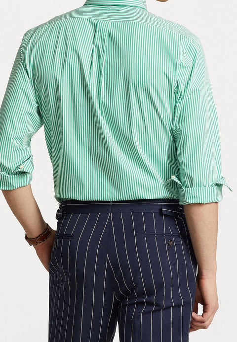 Polo Ralph Lauren Men's White & Green Classic-Fit Striped Stretch Poplin Shirt | Polo Ralph Lauren In Lebanon