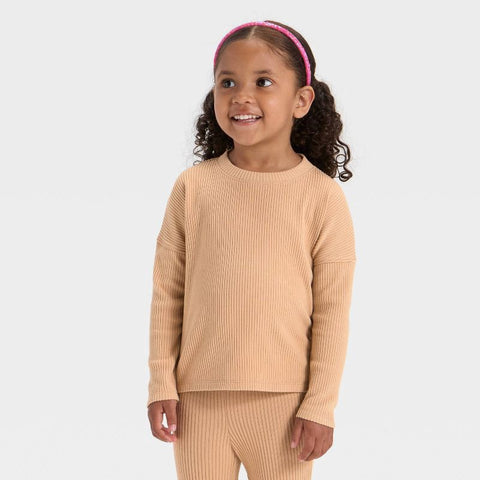 Cat & Jack Girl's Light Sand Brown Cozy Ribbed Blouse | Cat & Jack In Lebanon