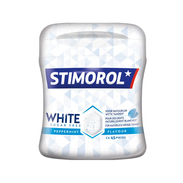Stimorol Dental White Peppermint Chewing Gum Sugar Free Jar 76,5g