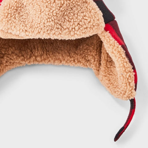 Cat & Jack Boy's Red Buffalo Check Faux Shearling Trapper Hat | Cat & Jack In Lebanon