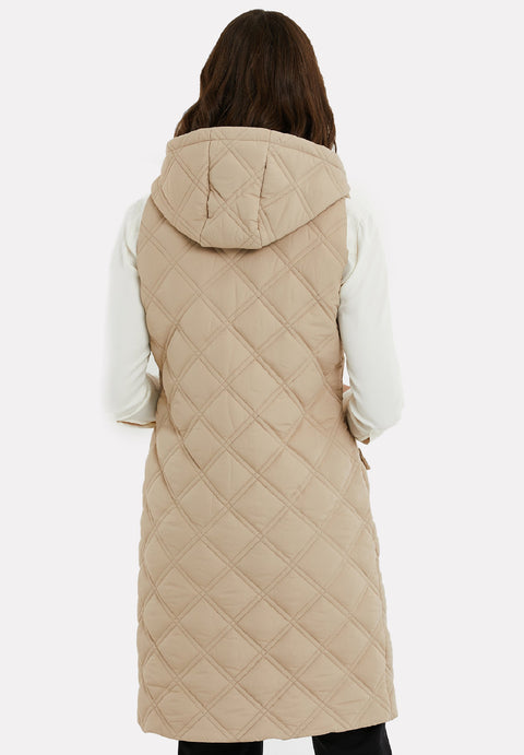 Threadbare Women's Beige Maggie Diamond Quilted Waistcoat | Threadbare In Lebanon