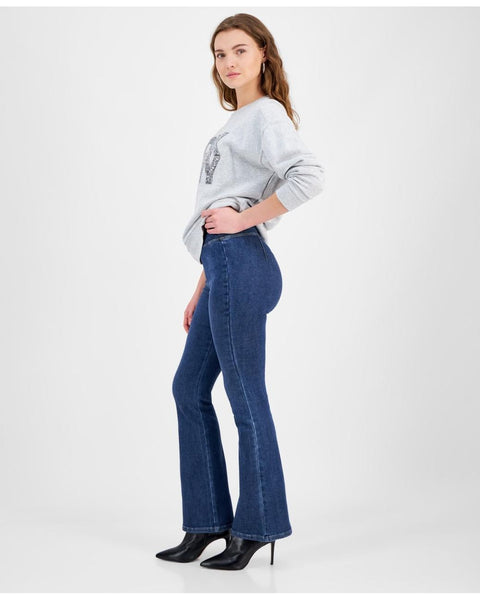 DKNY Jeans Women's Dark Blue Petite High-Rise Pull-On Flare Jeans | DKNY In Lebanon